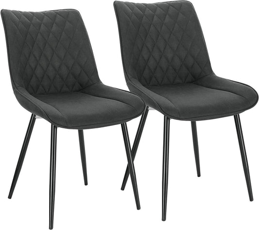 24goodz Set of 2 Dining Chairs - Ergonomic Comfort - Durable Fabric Upholstery - Metal - For Home Use - Anthracite