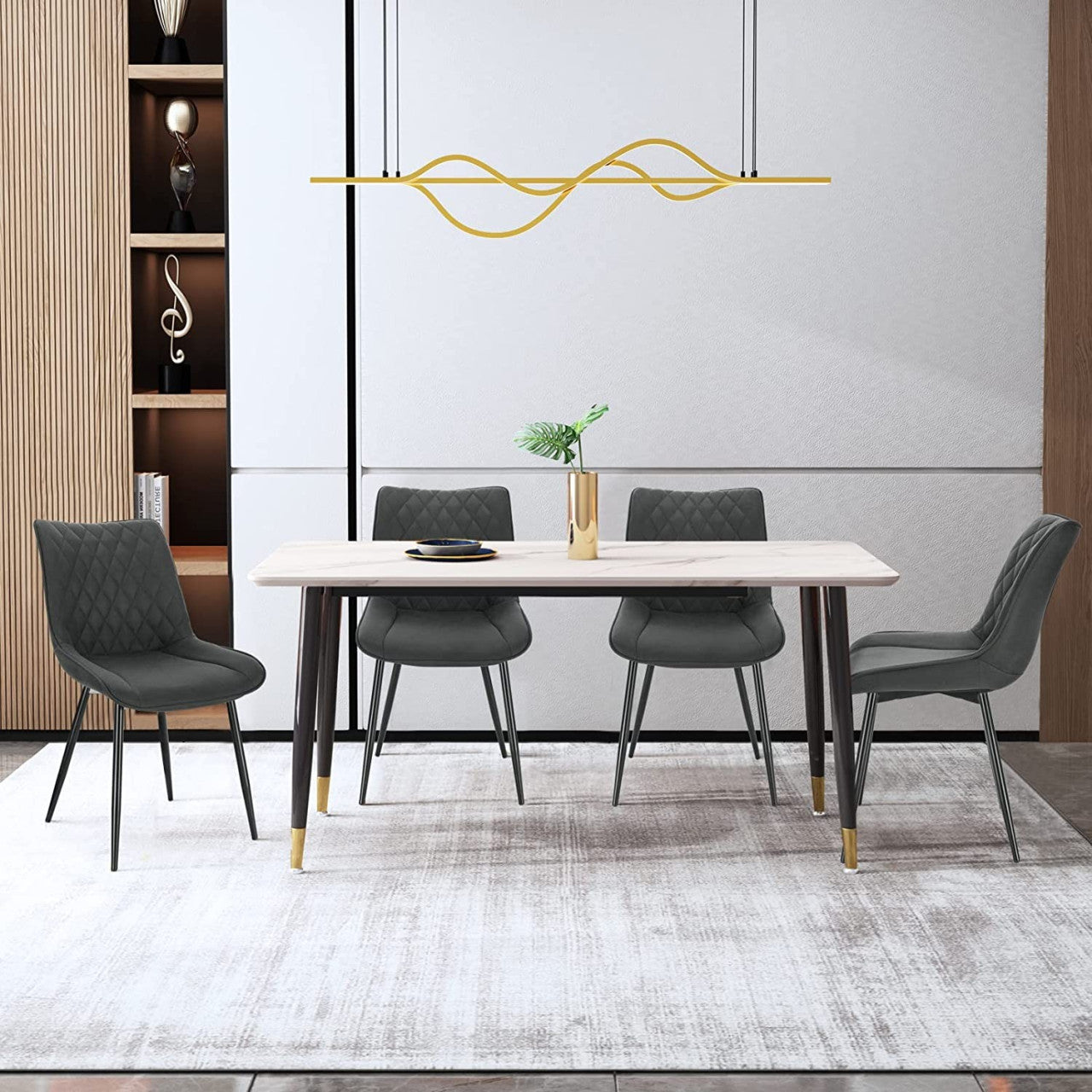 24goodz Set of 2 Dining Chairs - Ergonomic Comfort - Durable Fabric Upholstery - Metal - For Home Use - Anthracite