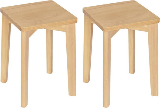 24goodz Solid Wood Dining Stools - Durable and Space-Saving - Beech Wood - For Home and Restaurants - Natural Wood Colour - ei