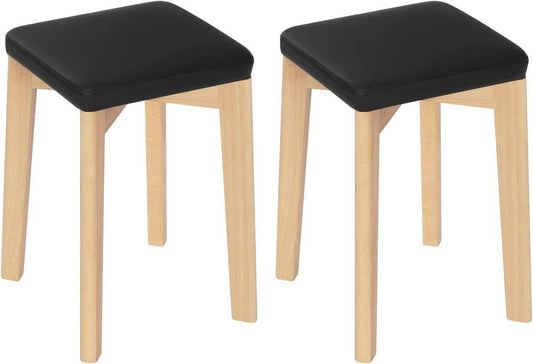 24goodz Solid Wood Dining Chair Set - Sturdy and Stable Design - Beech Wood and PU - For Home Use - Wood Grain Black - sz