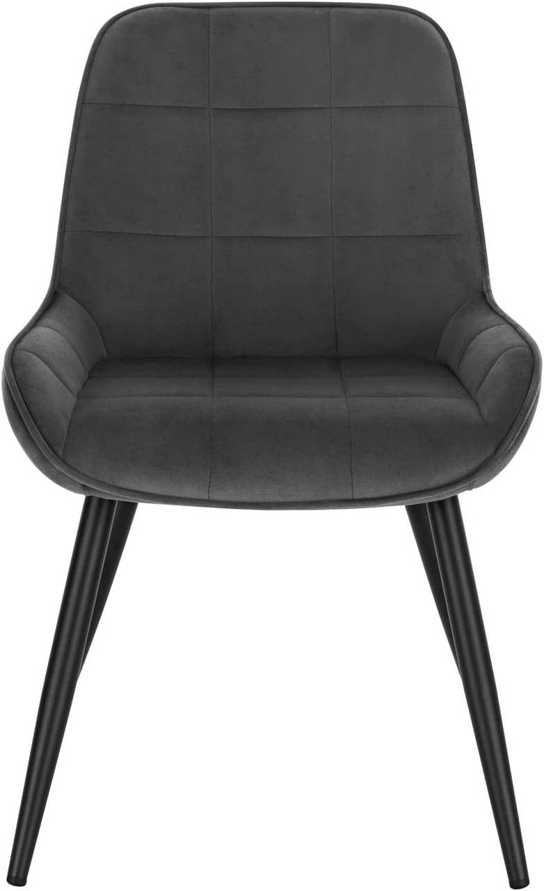 24goodz Velvet Dining Chairs Set of 2 - Ergonomic Comfort - Robust Metal and Wood Structure - Dark Grey - dgr