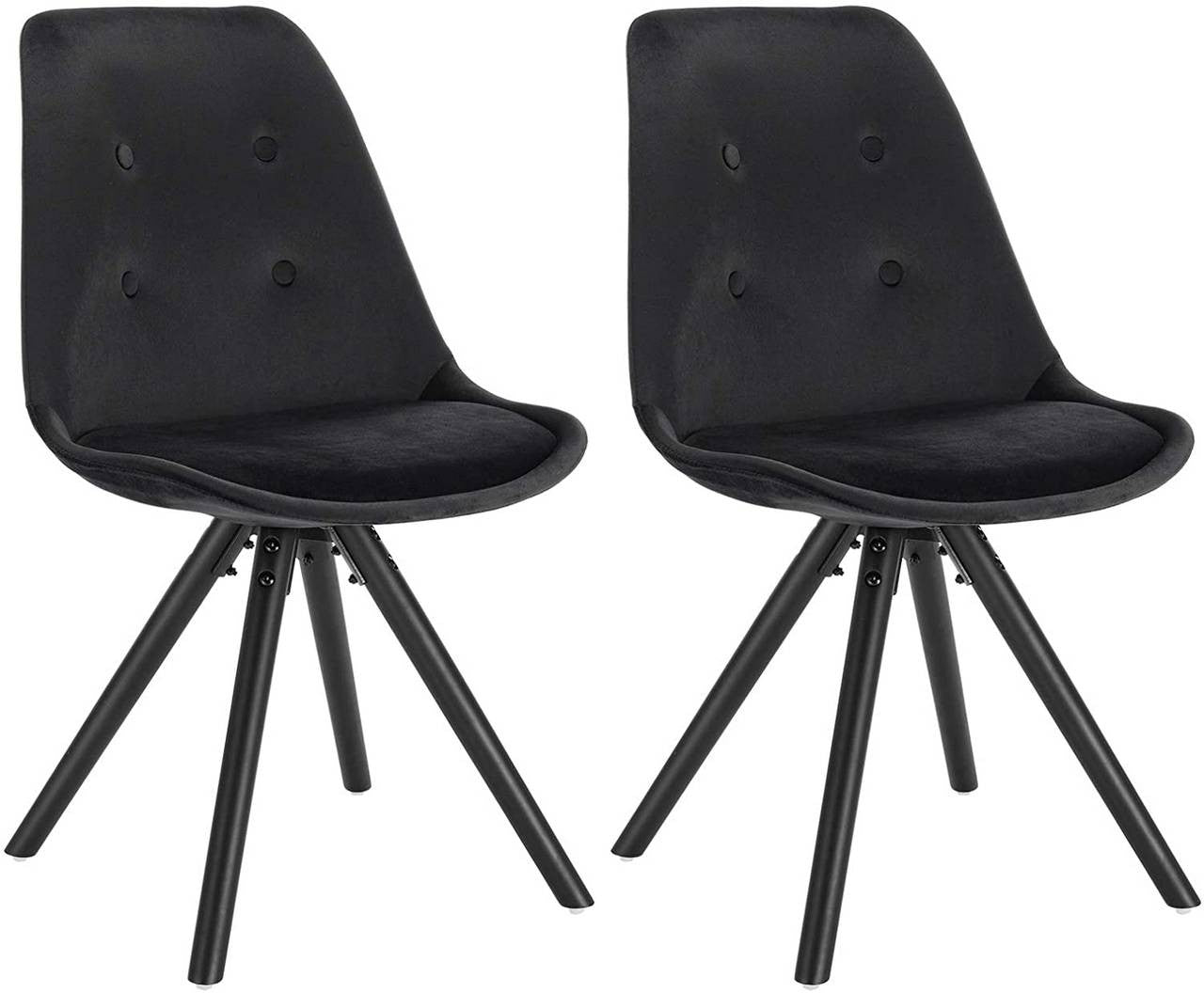 24goodz Velvet Dining Chairs - Ergonomic Support - Durable Solid Wood Frame - Black - Set of 2 - sz
