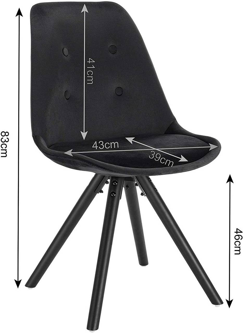 24goodz Velvet Dining Chairs - Ergonomic Support - Durable Solid Wood Frame - Black - Set of 2 - sz