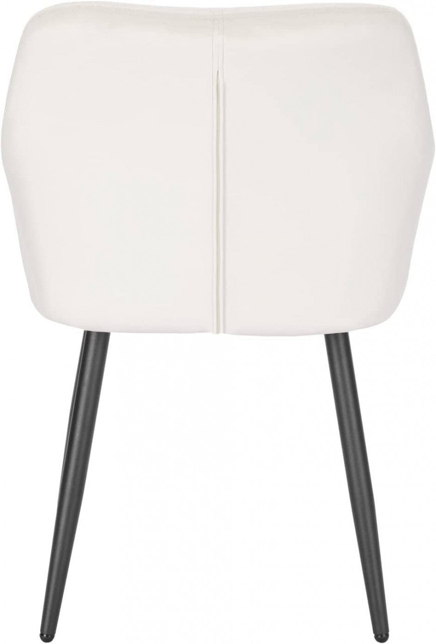 24goodz Ergonomic Dining Chairs with Armrests - Comfortable Velvet Upholstery - Sturdy Metal Legs - For Home Use - Cream White - cm