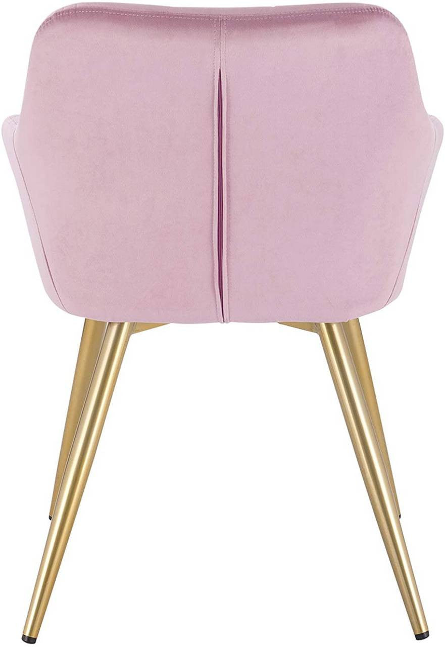 24goodz Velvet Dining Chairs Set of 2 - Ergonomic Comfort - Sturdy Metal Legs - Velvet - For Home & Living - Pink