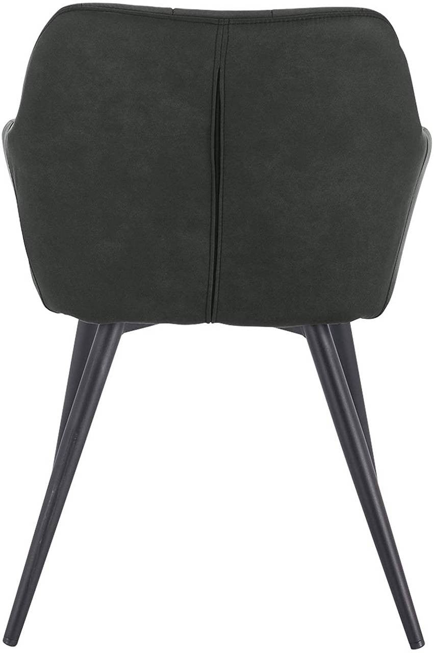 24goodz Dining Chair Set of 2 with Armrests - Ergonomic Comfort - Sturdy and Stylish - Fabric and Metal - Grey