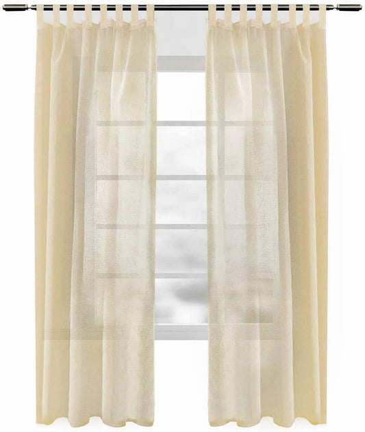 24goodz Set of 2 Curtains with Loop - Elegant Linen Look - 100% Polyester - For All Rooms - Sand 140x245 cm - sd