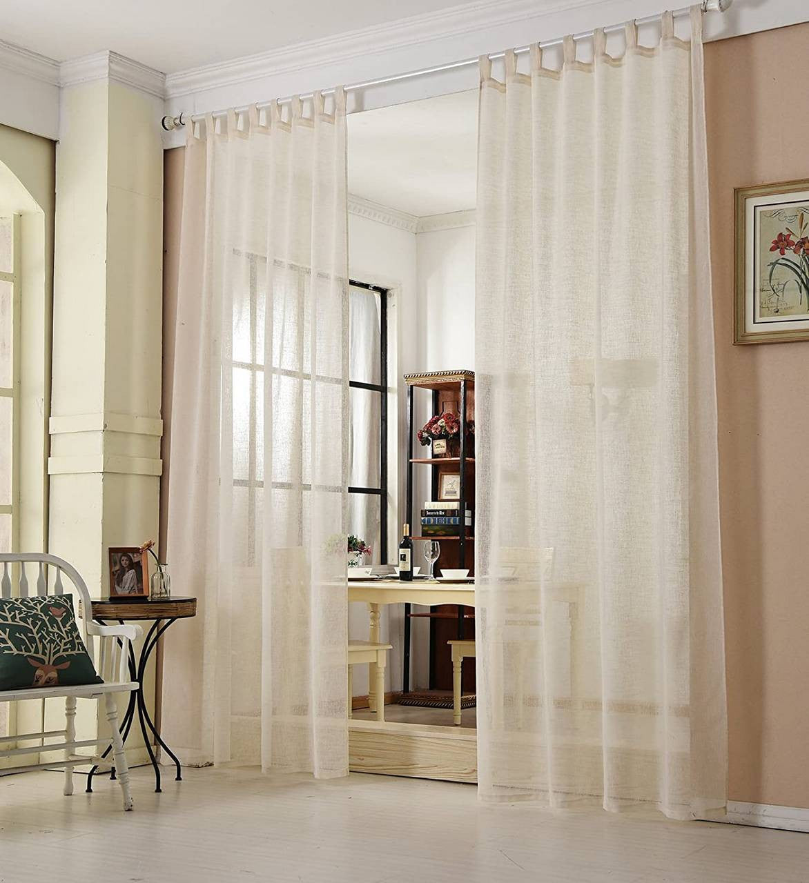 24goodz Set of 2 Curtains - Elegant Linen Look - Light Filtering - 100% Polyester - For Every Room - Cream 140x245 cm