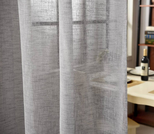 24goodz Set of 2 Curtains with Loop Top - Elegant Linen Look - 100% Polyester - For Home Decor - Dark Grey - 140x245 cm - dgr