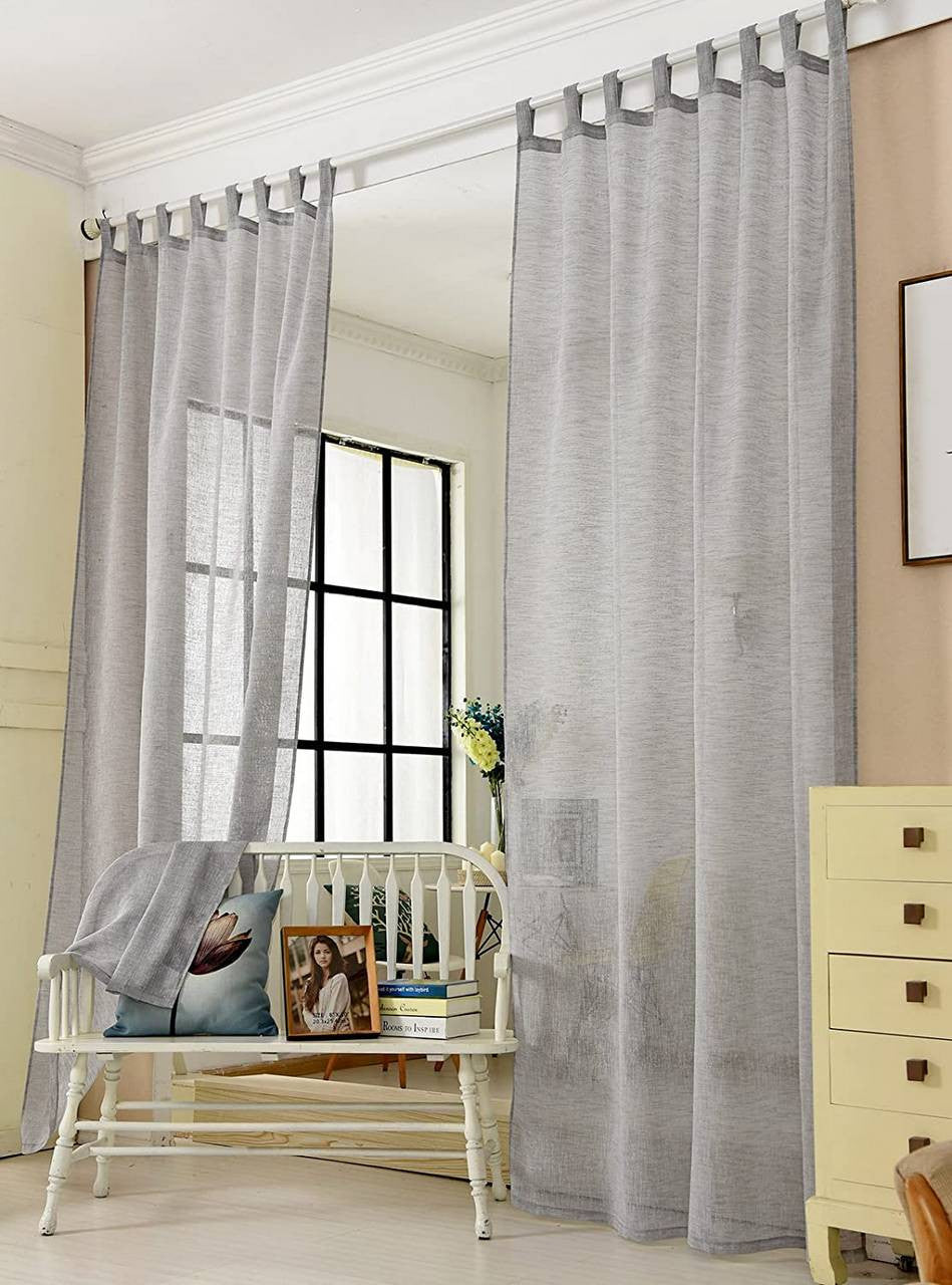 24goodz Set of 2 Curtains with Loop - Elegant Linen Look - 100% Polyester - For Every Room - Dark Grey 140x225 cm - dgr