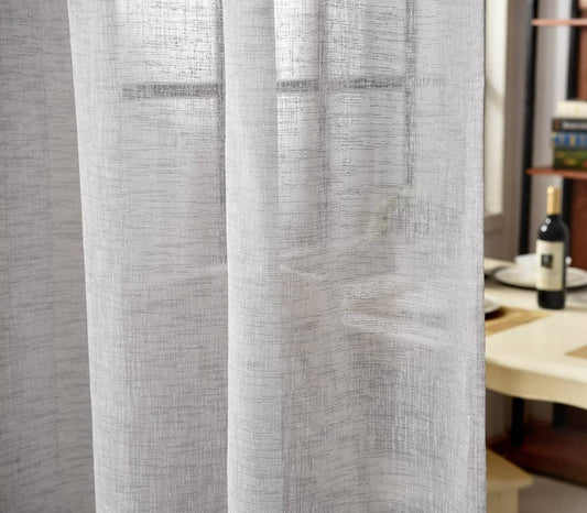 24goodz Set of 2 Curtains with Loop - Elegant Linen Look - 100% Polyester - For Home Decor - Light Grey 140x225 cm - hgr