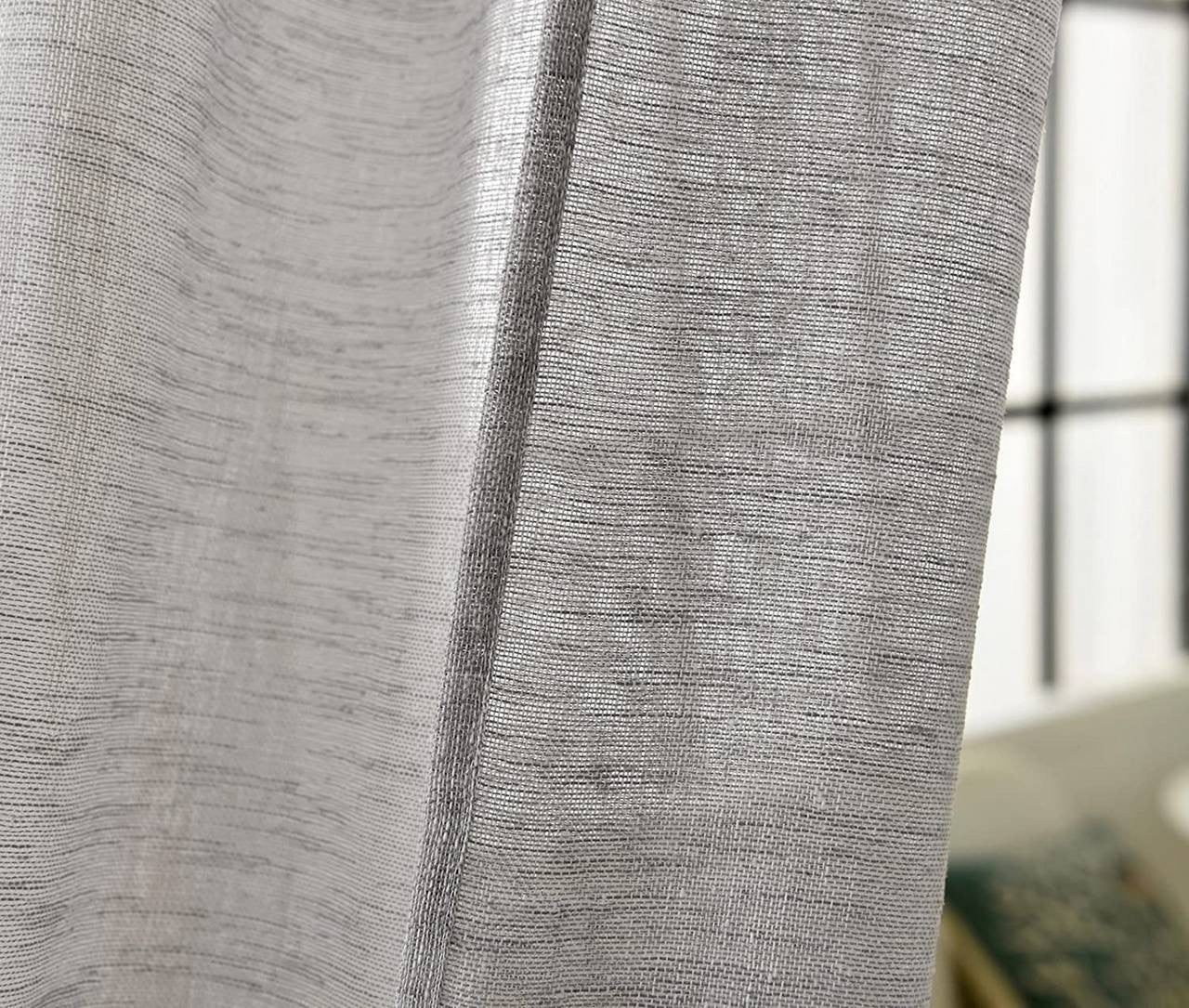 24goodz Set of 2 Curtains with Loop Design - Elegant Linen Look - 100% Polyester - For Living Room and Bedroom - Light Grey 140x245 cm - hgr
