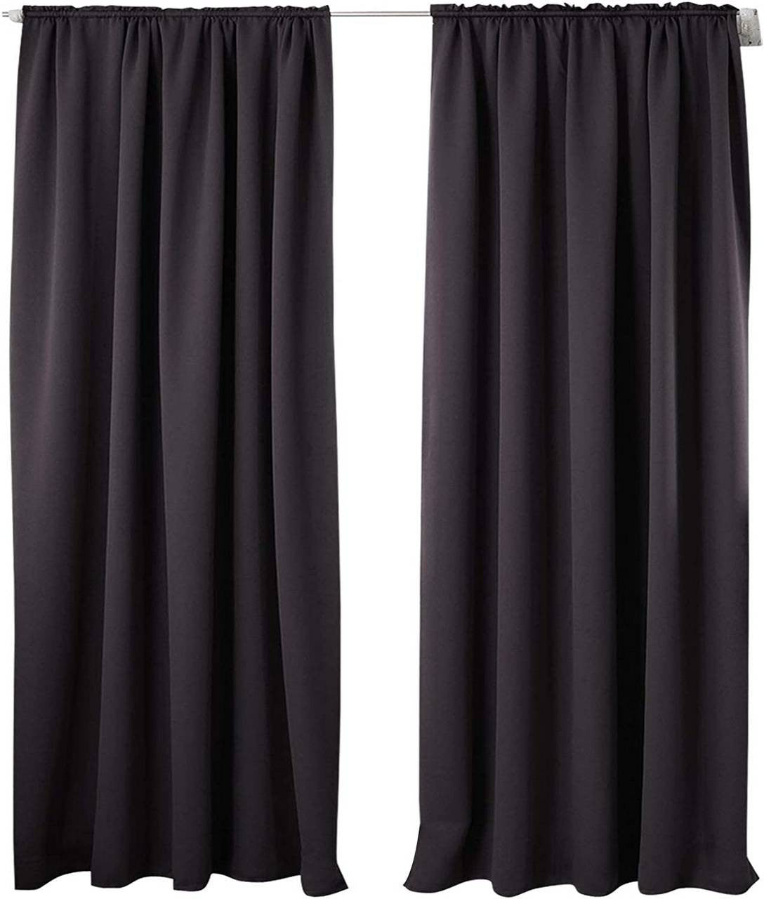 24goodz Blackout Curtains 250g/m² with Ruffle Tape (Set of 2) - Energy Saving & Sound Absorbing - 100% Polyester - Grey White - 135x225 cm - an