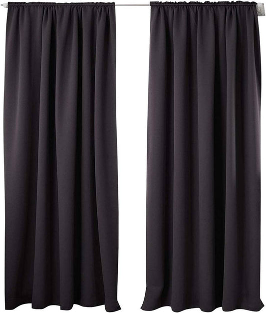 24goodz Blackout Curtains 250g/m² with Ruffle Tape (Set of 2) - Energy Saving & Sound Absorbing - 100% Polyester - Grey White - 135x225 cm - an