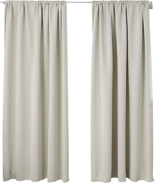 24goodz Blackout Curtains 250g/m² with Ruffle Tape - Durable & Stylish - 100% Polyester - For Home & Office - Beige 135x245 cm