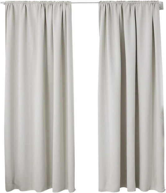 24goodz Blackout Curtain Set - High Durability - Energy Saving & Sound Absorbing - 100% Polyester - For Home & Office - Cream 135x225 cm
