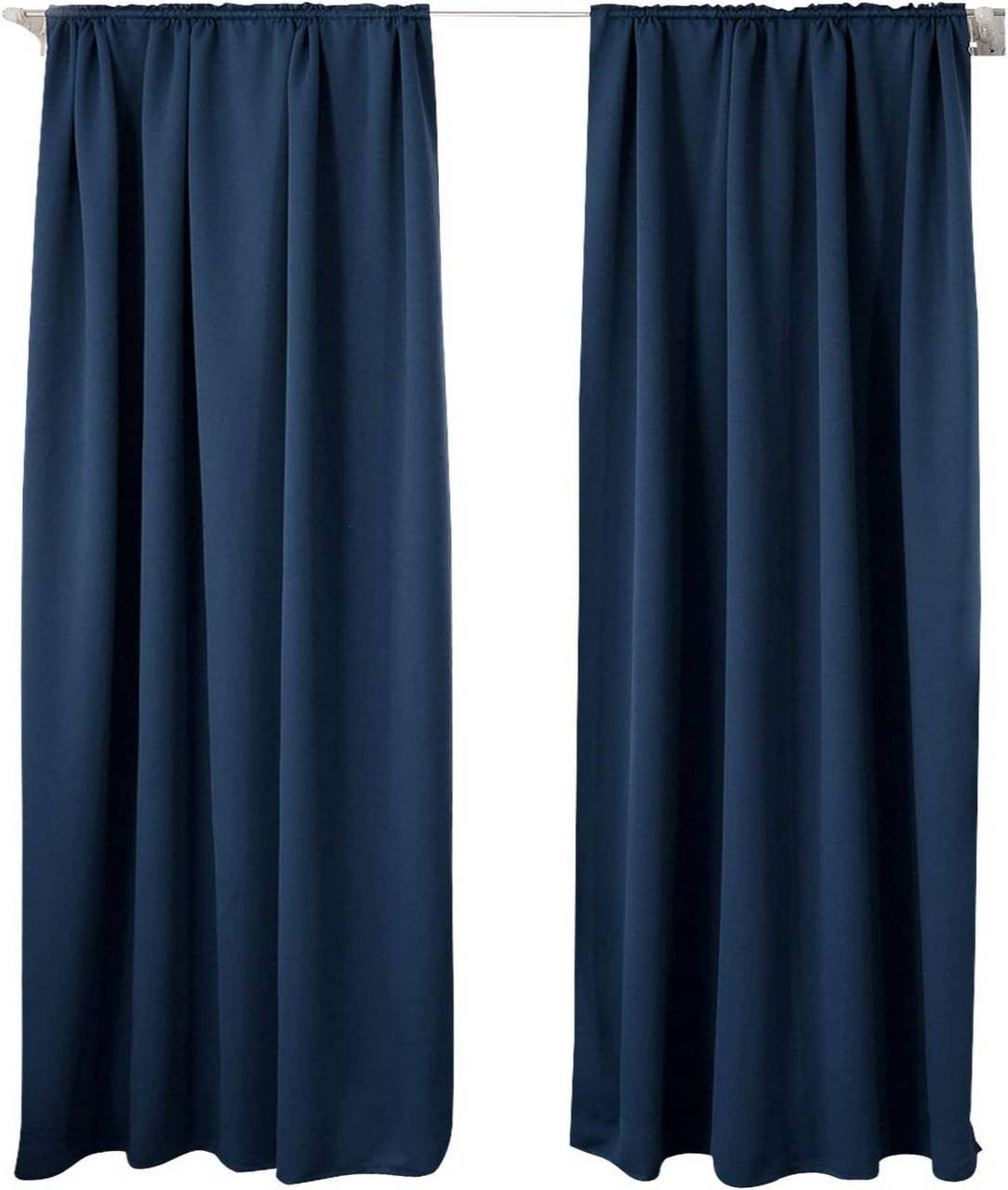 24goodz Blackout Curtains 250g/m² with Ruffle Tape (2 pieces) - Privacy Protecting - Energy Saving - 100% Polyester - Dark Blue - 135x175 cm - dbl