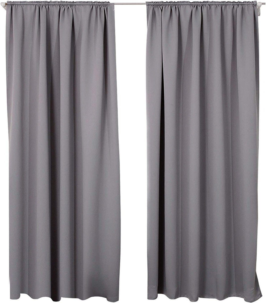 24goodz Blackout Curtains 250g/m² with Ruffle Tape (Set of 2) - Energy Saving & Sound Absorbing - 100% Polyester - Dark Grey - 135x225 cm - dg