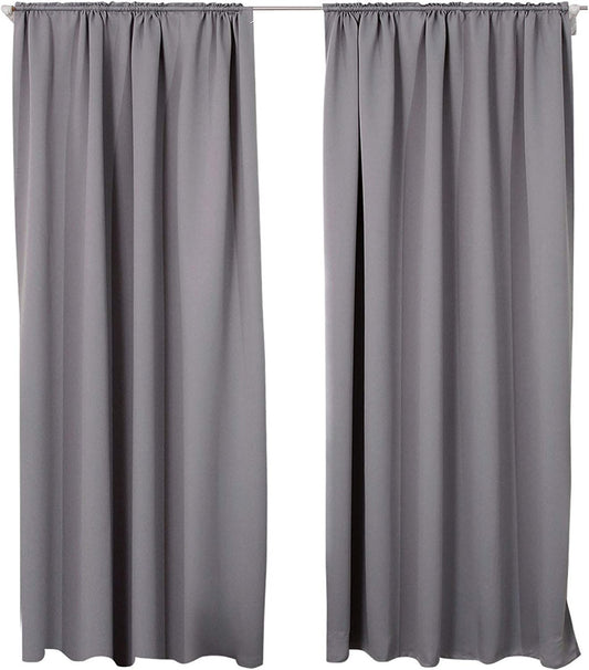 24goodz Blackout Curtains 250g/m² with Ruffle Tape (2 pieces) - Energy Saving - Noise Absorbing - 100% Polyester - Dark Grey - 117x138 cm - dg
