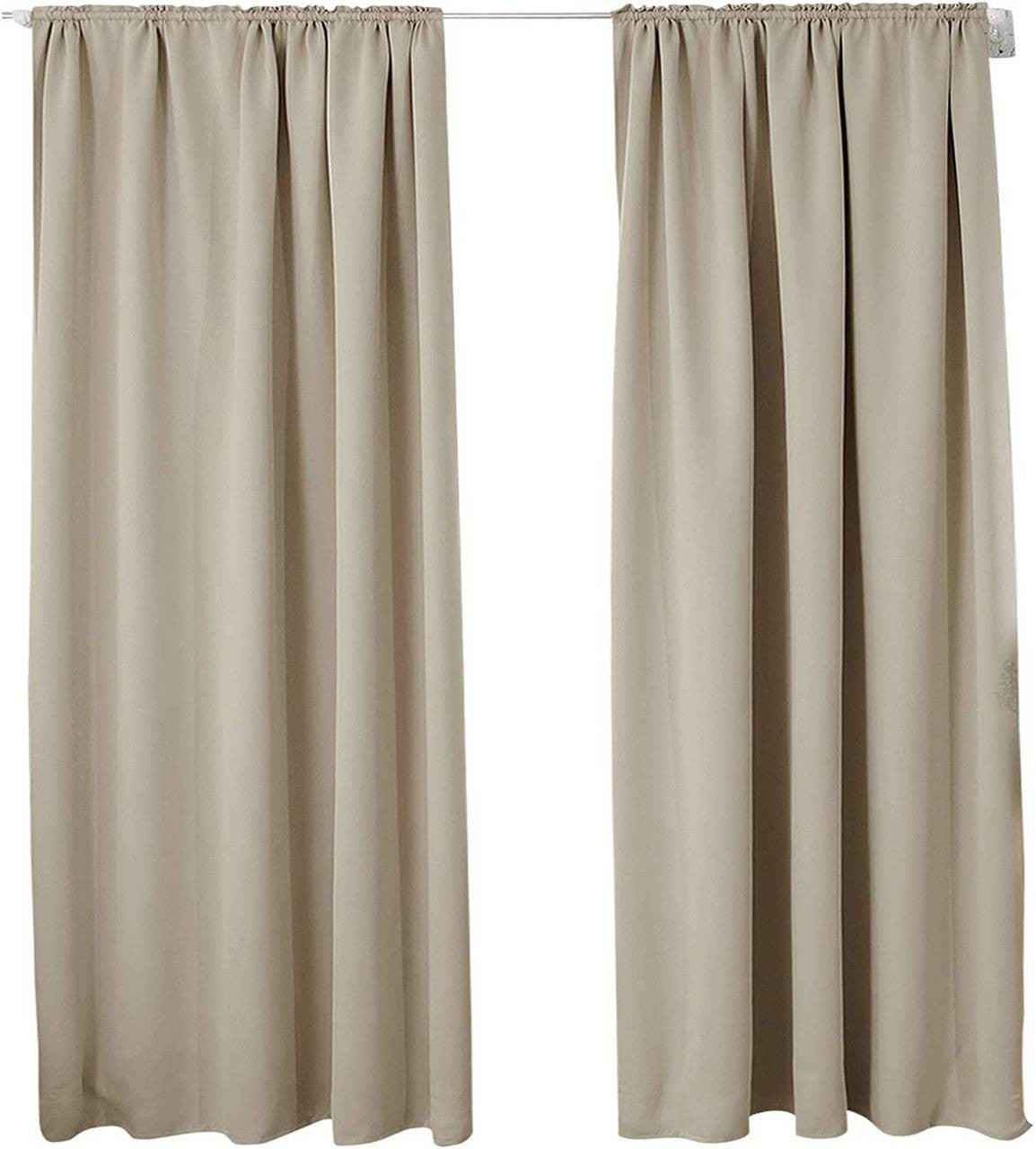 24goodz Blackout Curtains 250g/m² with Ruffle Tape - Energy Saving & Noise Absorbing - 100% Polyester - For Home & Office - Sand 135x175 cm - sd