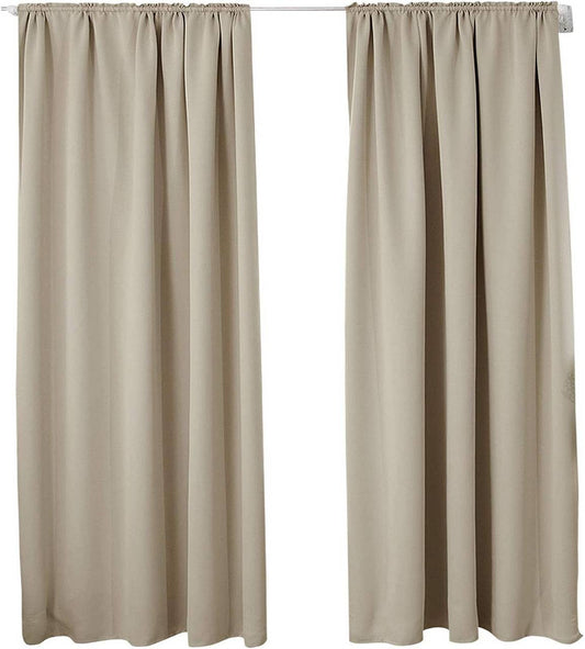 24goodz Blackout Curtains 250g/m² with Ruffle Tape - Energy Saving - Durable Polyester - For Home & Office - Sand 135x225 cm - sd