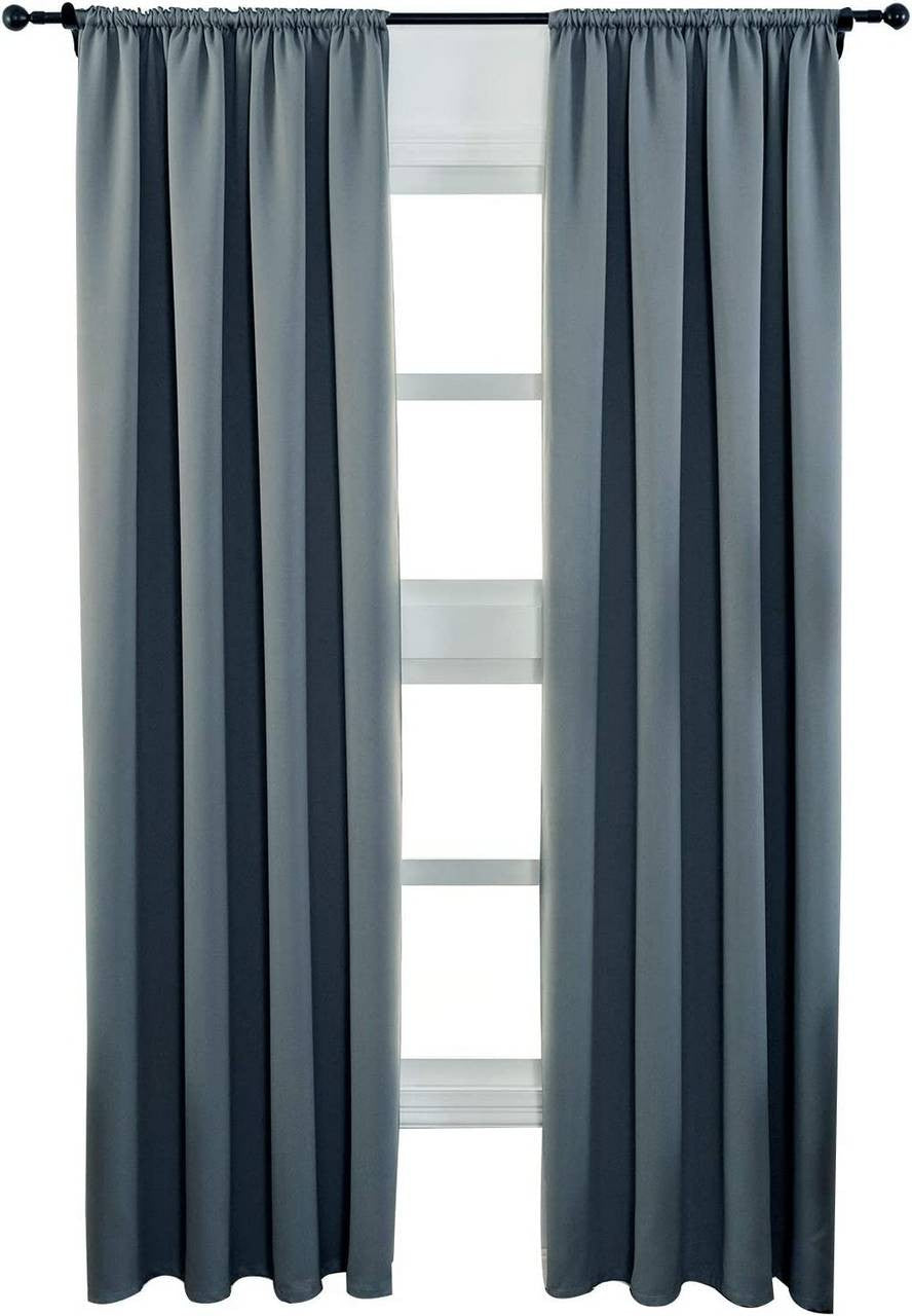 24goodz Blackout Curtains 250g/m² with Ruffle Tape - Energy Saving - Noise Absorbing - 100% Polyester - Slate Grey - 135x245 cm - sfgr