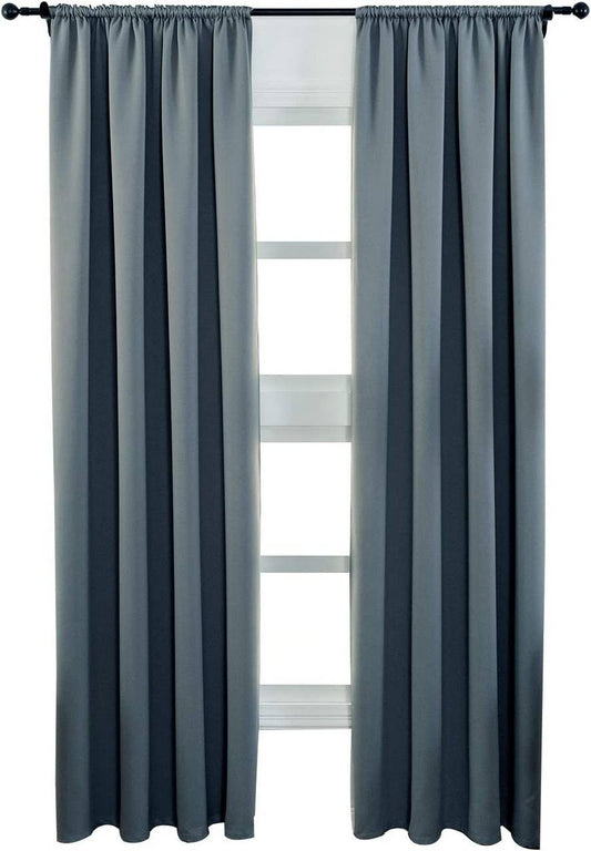 24goodz Blackout Curtains 250g/m² with Ruffle Tape - Energy Saving - Noise Absorbing - 100% Polyester - Slate Grey - 135x245 cm - sfgr