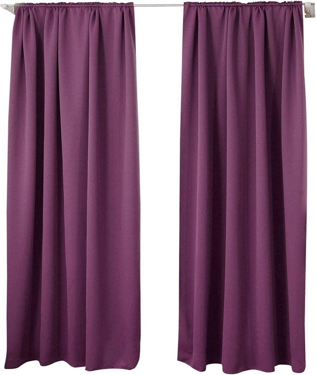 24goodz Blackout Curtains 250g/m² with Ruffle Tape - Energy Saving - Sound Absorbing - 100% Polyester - Purple - 135x245 cm - vl