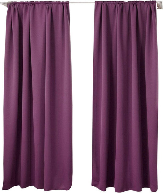 24goodz Blackout Curtains 250g/m² with Ruffle Tape - Energy Saving - Sound Absorbing - 100% Polyester - Purple - 135x245 cm - vl