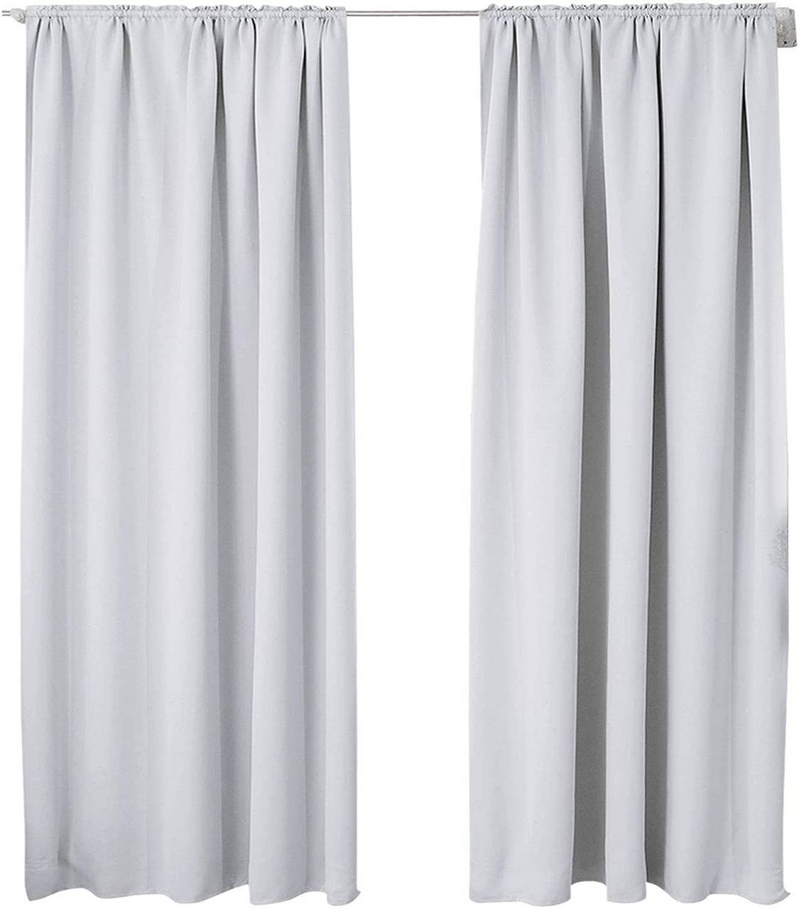 24goodz Blackout Curtains 250g/m² with Ruffle Tape (2 pieces) - Energy Saving & Sound Absorbing - 100% Polyester - For Home & Office - Grey-White 135x225 cm - ws