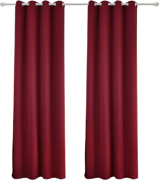 24goodz Set of 2 Eyelet Curtains - Lightweight and Soft - Energy Saving and Soundproof - 100% Polyester - Bordeaux - 135x225 cm - bd