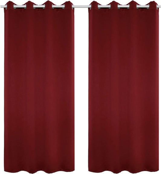 24goodz Eyelet Curtain Set - Lightweight and Soft - Energy Saving and Soundproof - 100% Polyester - Bordeaux - 135x245 cm - bd