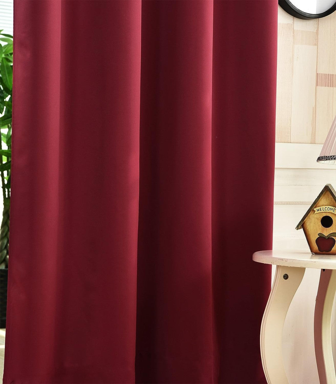 24goodz Set of 2 Eyelet Curtains - Lightweight and Soft - Energy Saving and Soundproof - 100% Polyester - Bordeaux - 135x225 cm - bd