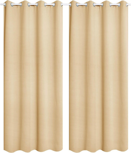 24goodz Set of 2 Eyelet Curtains - Lightweight & Energy Saving - 100% Polyester - For Home & Office - Champagne 135x225 cm - cp