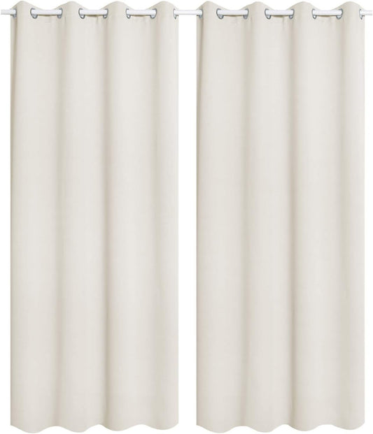 24goodz Set of 2 Eyelet Curtains - Lightweight and Soft - Thermal Insulating - 100% Polyester - Cream - 135x245 cm