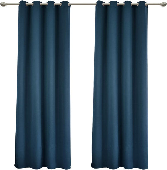 24goodz Set of 2 Eyelet Curtains - Lightweight & Energy-Saving - 100% Polyester - For Home & Office - Dark Blue 135x225 cm - dbl