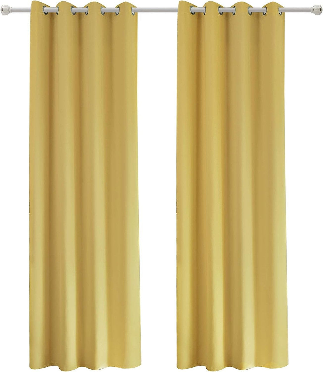 24goodz Set of 2 Eyelet Curtains - Lightweight and Soft - Energy-saving and Soundproof - 100% Polyester - Yellow - 135x225 cm - gb
