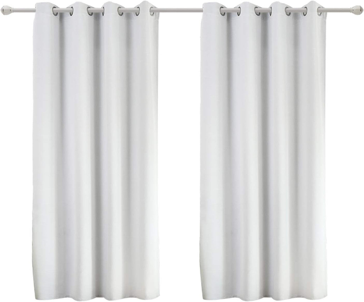 24goodz Set of 2 Eyelet Curtains - Lightweight and Soft - Energy Saving and Soundproof - 100% Polyester - White Grey - 135x175 cm - ws