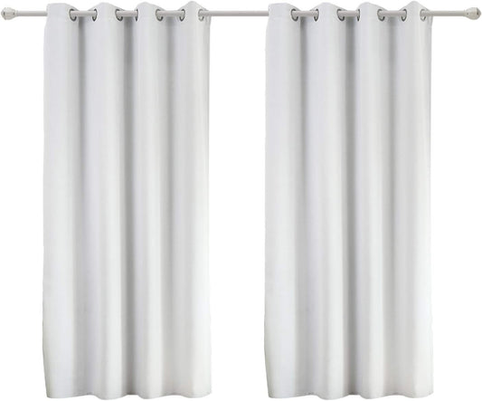 24goodz Set of 2 Eyelet Curtains - Lightweight and Soft - Energy Saving and Soundproof - 100% Polyester - White Grey - 135x175 cm - ws