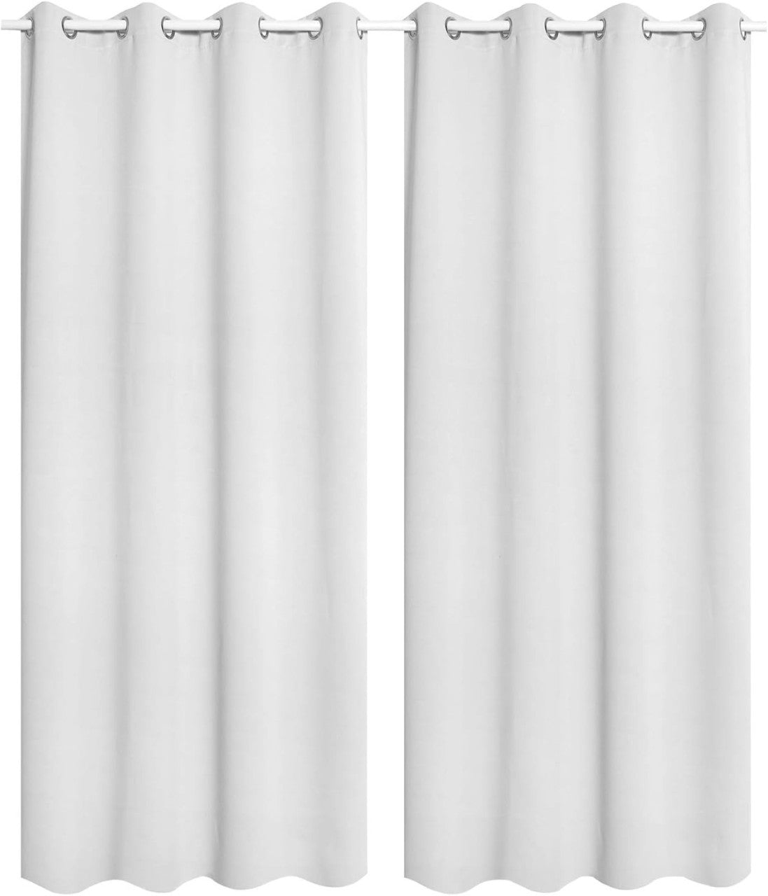 24goodz Set of 2 Eyelet Curtains - Lightweight & Energy-Saving - 100% Polyester - For Home & Office - White/Gray 135x225 cm - ws