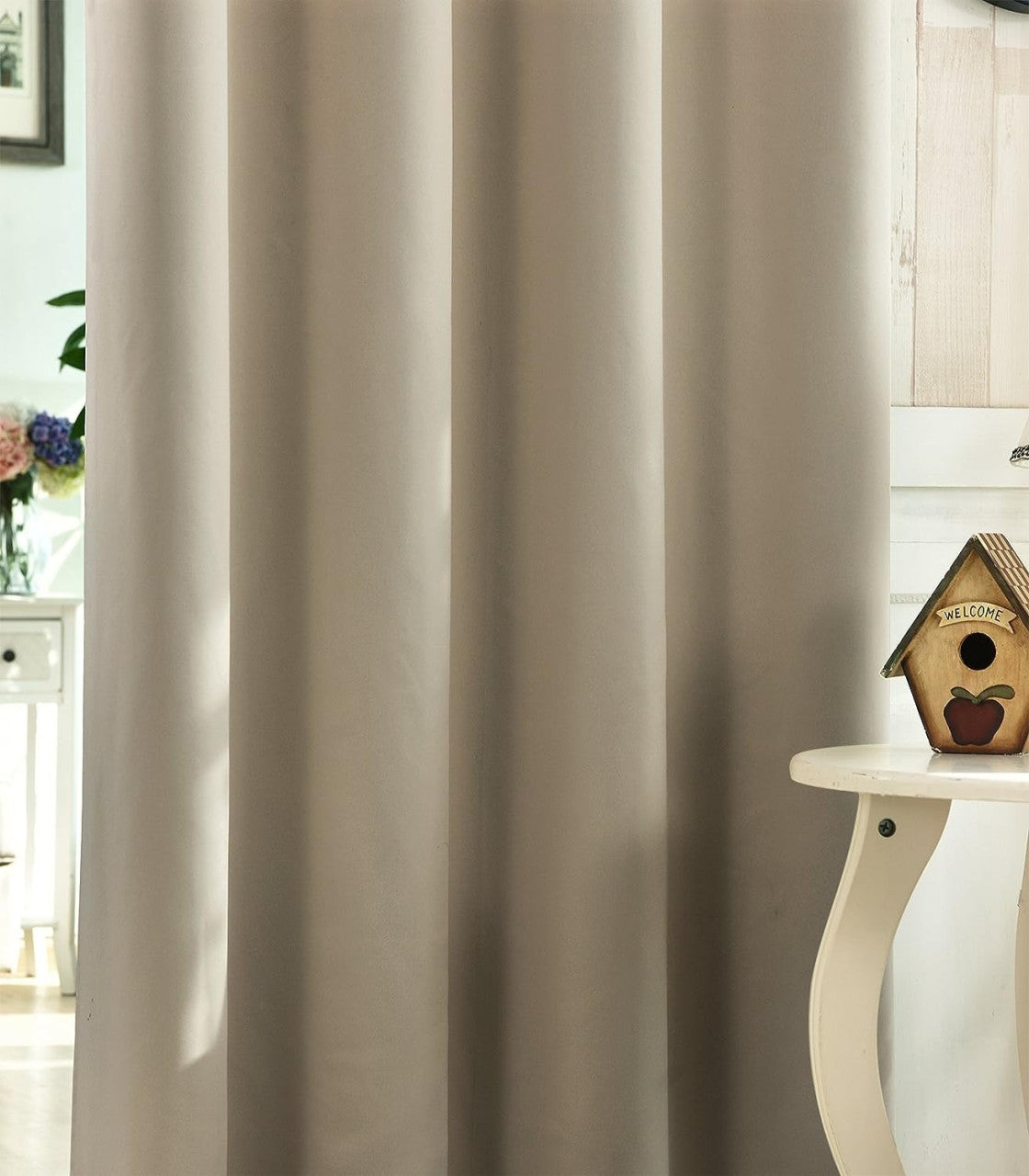 24goodz Set of 2 Eyelet Curtains - Lightweight and Soft - Energy Saving and Soundproof - 100% Polyester - Sand - 135x245 cm - sd