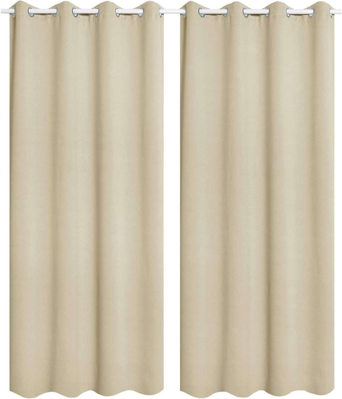 24goodz Set of 2 Eyelet Curtains - Lightweight and Energy-Saving - 100% Polyester - For Home and Office - Sand 135x225 cm - sd