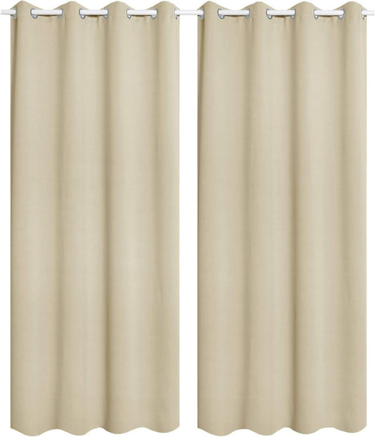 24goodz Set of 2 Eyelet Curtains - Lightweight and Energy-Saving - 100% Polyester - For Home and Office - Sand 135x225 cm - sd
