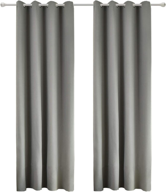 24goodz Set of 2 Eyelet Curtains - Lightweight and Energy-Saving - 100% Polyester - For Home and Office - Dark Grey 135x225 cm - dgr