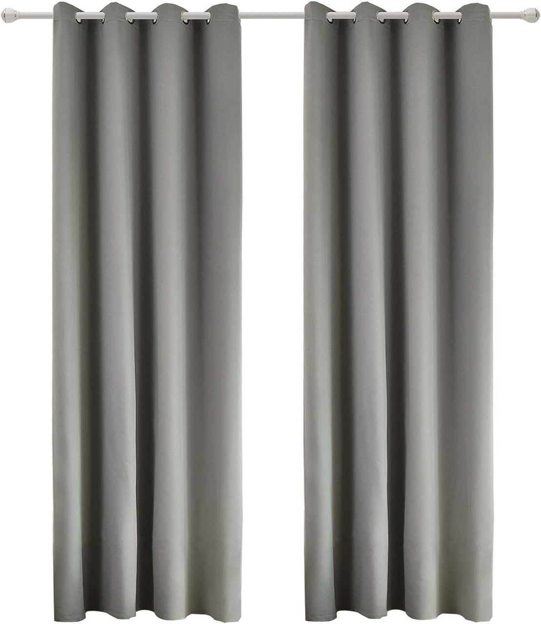 24goodz Set of 2 Eyelet Curtains - Lightweight and Soft - Energy Saving and Soundproof - 100% Polyester - Dark Grey - 135x245 cm - dgr