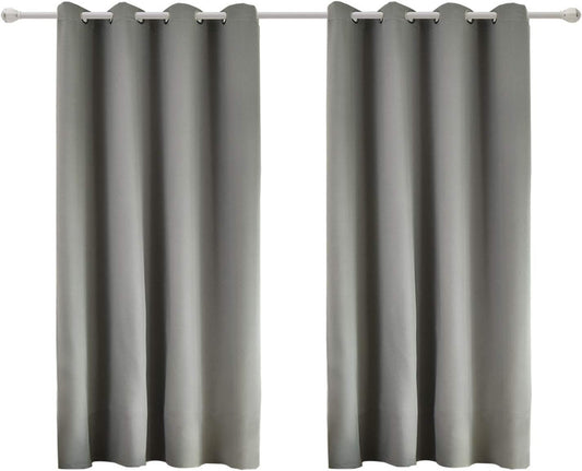 24goodz Set of 2 Eyelet Curtains - Lightweight and Stylish - 100% Polyester - For Home and Office - Dark Grey 135x175 cm - dgr