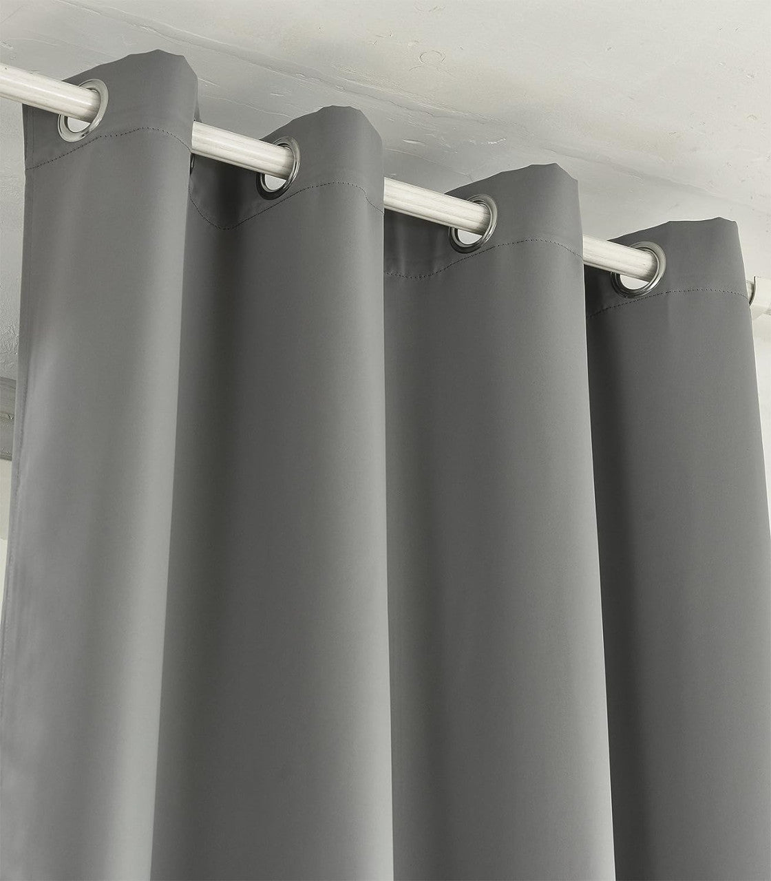 24goodz Set of 2 Eyelet Curtains - Lightweight and Soft - Energy Saving and Soundproof - 100% Polyester - Dark Grey - 135x245 cm - dgr