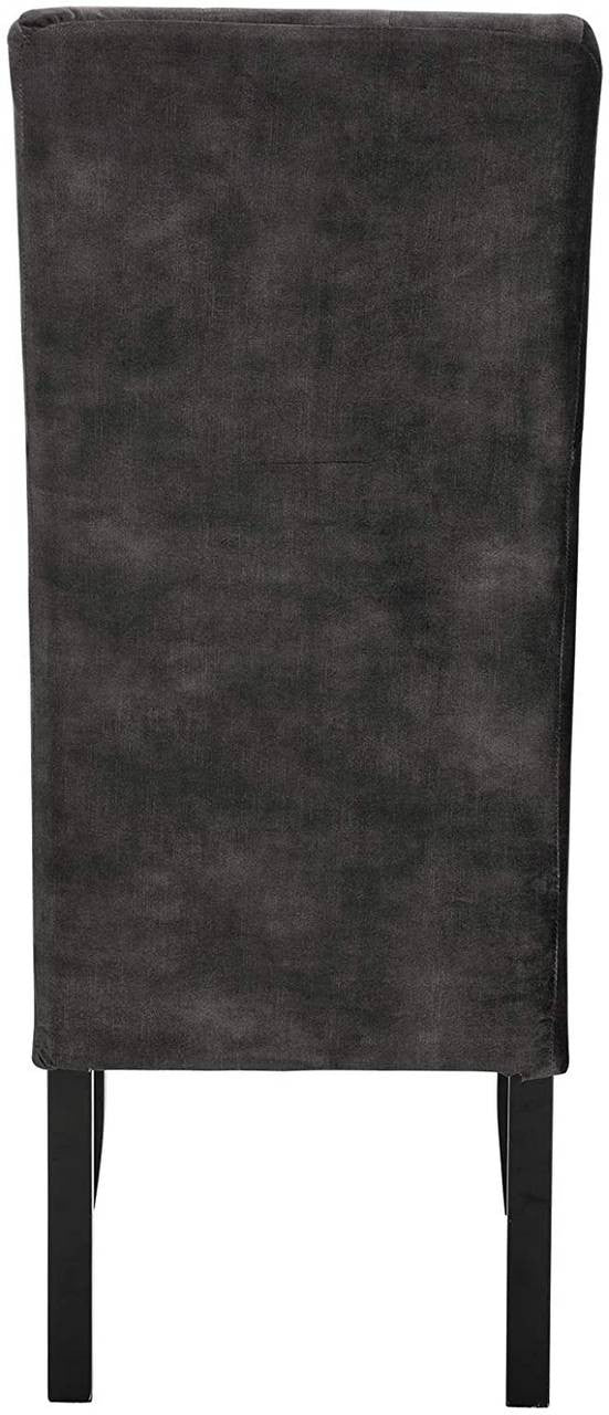 24goodz Set of 2 Dining Chairs with High Backrest - Elegant Velvet Upholstery - Solid Wood Legs - Dark Grey - dgr