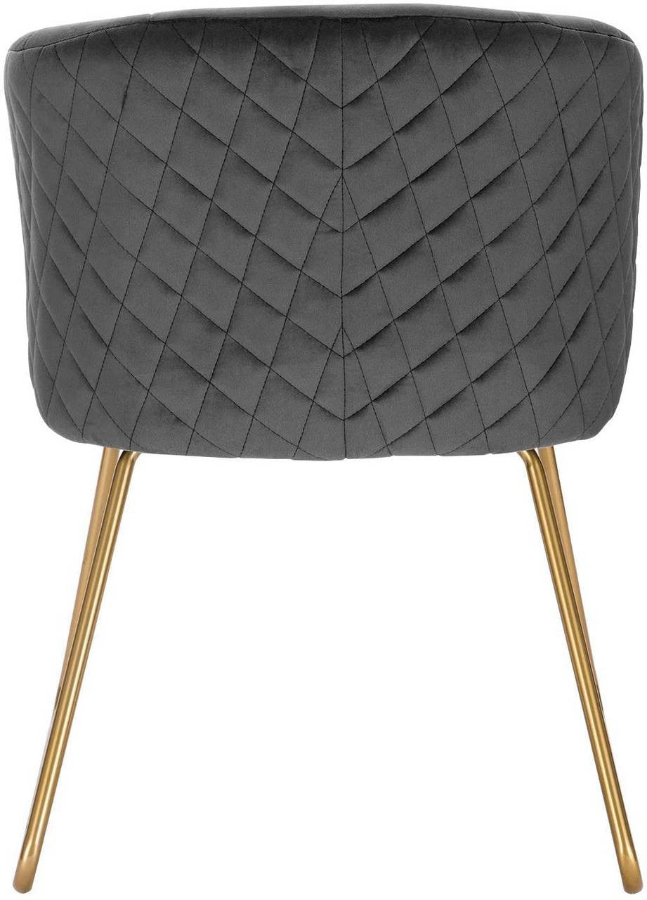 24goodz Set of 2 Dining Chairs with Armrests - Aesthetic & Ergonomic Design - Durable Metal Construction - Velvet - For Home & Office - Dark Grey - dgr