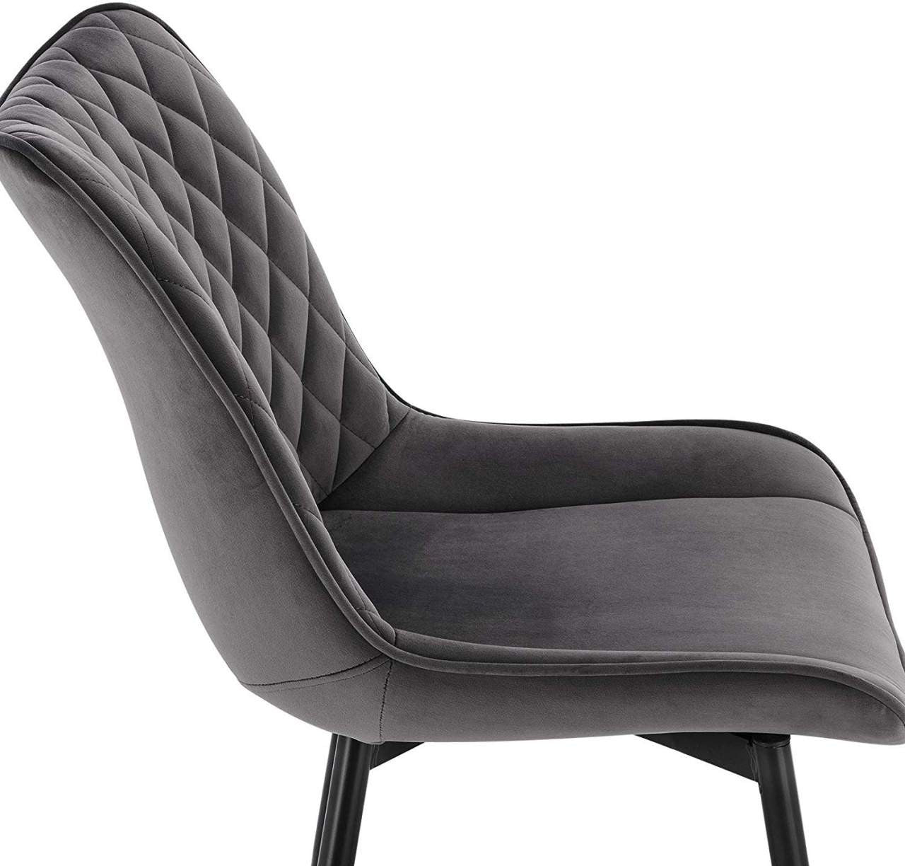 24goodz Set of 2 Dining Chairs - Ergonomic Comfort - Durable Velvet Upholstery - Dark Grey - dgr